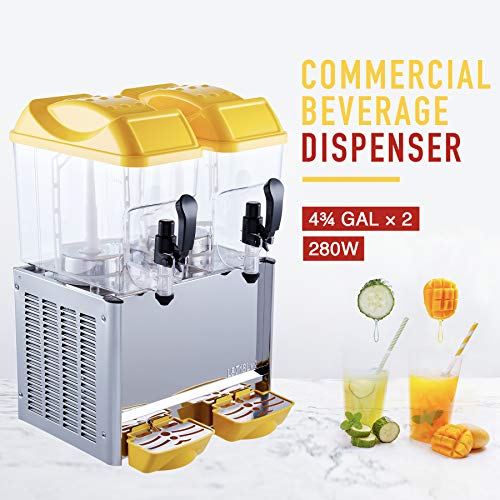 COZ 9.5 Gallon Commercial Drink Dispenser Machine, 280W Juice Machine Commercial with 2 Drink