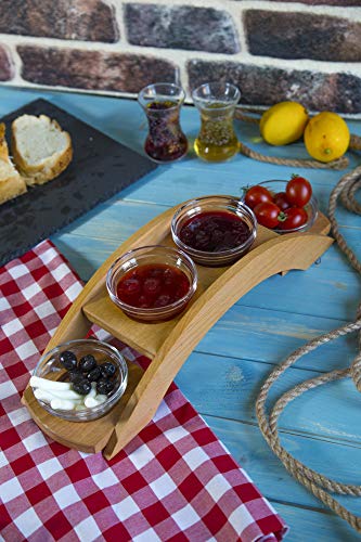 Wooden Dip Sauce and Snack Tray Serving Ramekins, Decorative Serveware, Home, Kitchen, Café, Dining Tabletop Accessory (4 Medium Cups) - Thumbnail 2