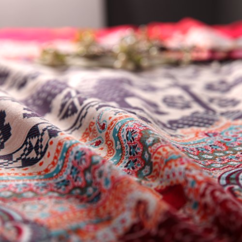 LELVA Boho Style Bedding Set Bohemian Ethnic Style Bedding Set Boho Duvet Cover Set Camel Pattern Bedding Set Full/Queen 4pcs (8, Queen)