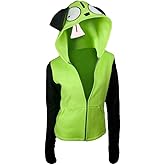 Invader Cosplay Zim Hoodie Halloween Costume Mens Casual Hooded Zip Up Pullovers