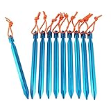 YUEDGE Lightweight AluminumTent Stakes Pegs with Reflective Rope(Pack of ten/Blue)