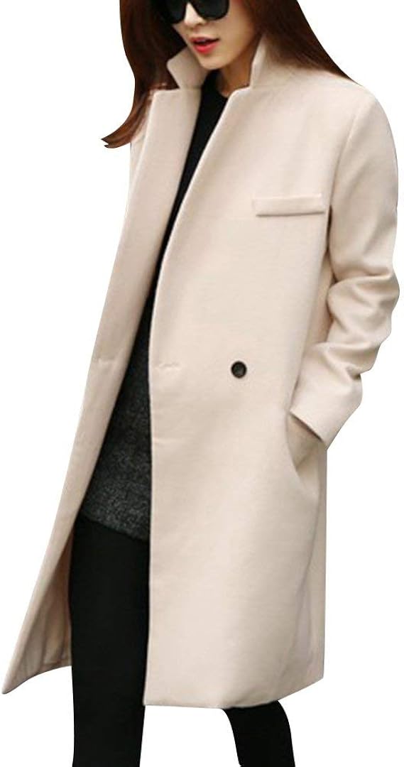 HX fashion Women's Long Coat Transitional Coat Jacket Trench Faux Wool