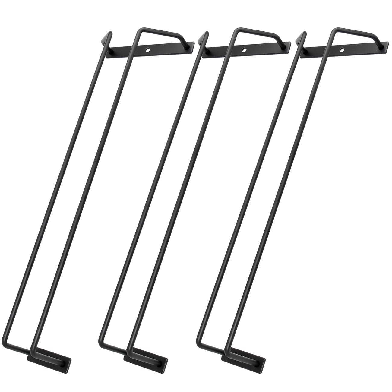Zoohot 3-Pack Black Minimalist Metal Stemware Racks, 14 Inch Wine Glass Rack, Under Cabinet Cupboard, Easy to Install, Holds 9-12 Glasses