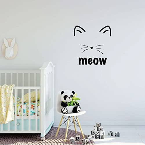 Nursery Wall Decal Meow Cat Design Vinyl Decor for Baby