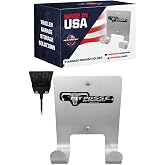 Pit Posse PP3187 Aluminum Broom Holder Hanger for Enclosed Trailer Garage Shop Storage - Made in USA - Wall Mount Utility Rack Caddy Cabinet Organizer Van Auto Workshop RV Whisk/Angle Sweeper (Silver)