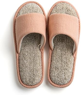 Paangkei Unisex Indoor Home Cotton Slippers/Slide,Womens/Mens Open Toe Spring/Summer/Autumn Indoor House Towel Cloth Shoes (EU37-38:Men2-4 &amp; Women5-6 &amp; Big Kid4-5, Pink)