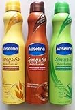 Vaseline Spray & Go Moisturizer - Pack of 3 - Total Moisture/Cocoa Radiant/Aloe Fresh - 6.5 oz Each