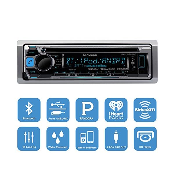 Great-New-KMR-D365BT-Kenwood-Marine-Boat-Yacht-Outdoor-Bluetooth-Stereo-CD-MP3-Player-USB-iPod-iPhone-Pandora-AMFM-Reciver-4-X-Kenwood-65-Inch-Waterproof-Speakers-Enrock-Antenna-Marine-Audio-Kit Great-New-KMR-D365BT-Kenwood-Marine-Boat-Yacht-Outdoor-Bluetooth-Stereo-CD-MP3-Player-USB-iPod-iPhone-Pandora-AMFM-Reciver-4-X-Kenwood-65-Inch-Waterproof-Speakers-Enrock-Antenna-Marine-Audio-Kit