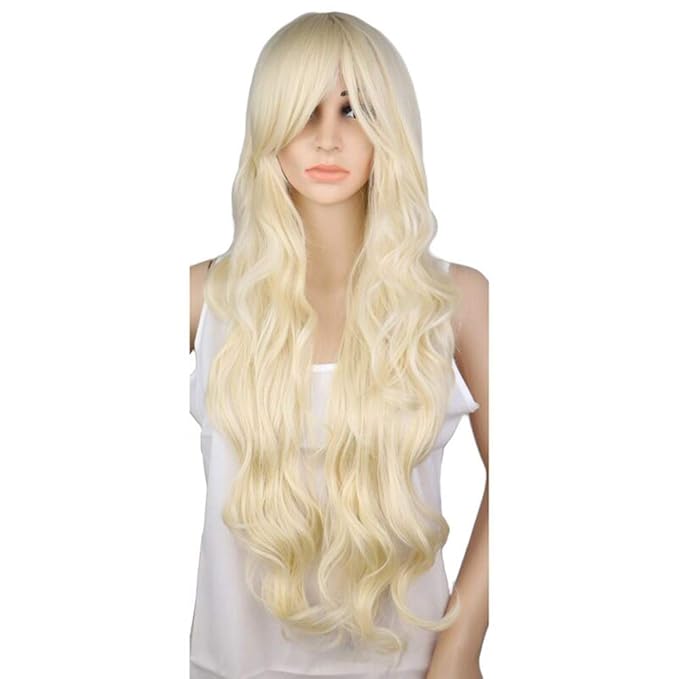Long Curly Blonde Wig Cosplay Costume Party Women High