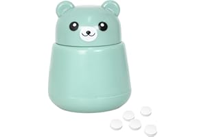 Cute Bear Pill Crusher & Grinder - Portable Rotating Tablet Pulverizer with Storage for Children, Elderly, Vitamins & Animal 