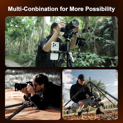 COMAN One Click Full Opening Carbon Fiber Photo Tripod, Professional Video Tripod, Quick Upgrade Ball Head, Max Height 165cm, Max Load Capacity 20kg (T1S)