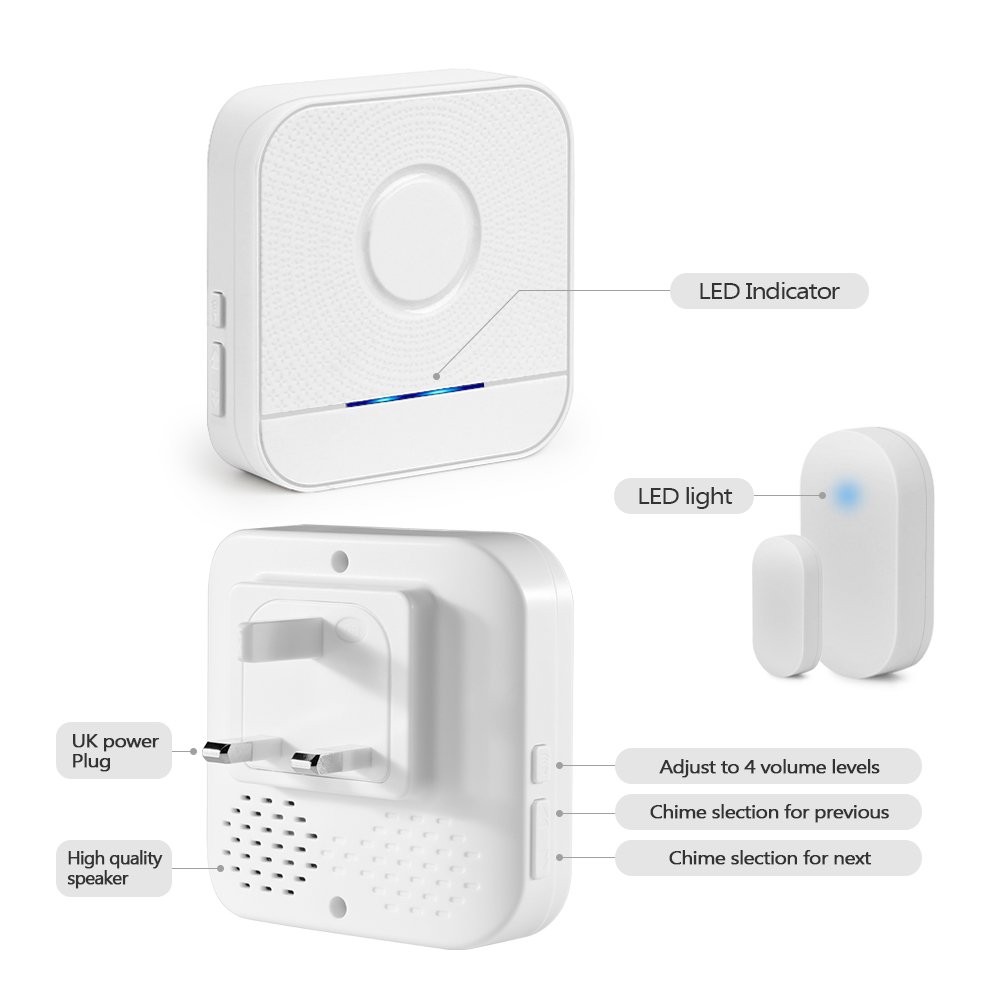 Wireless Door Sensor Alarm Chime, BITIWEND Home Security Window Entry
