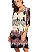 Halife Women Bohemian Neck Tie Vintage Printed Ethnic Style Summer Shift Dress Apricot,M