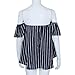 Sunward(TM) Women Off Shoulder Stripe Casual Blouse (Medium, Blue)