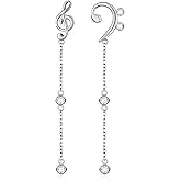 S925 Sterling Silver Dainty Dangle Earrings Music Musical Note Long Earrings for Women