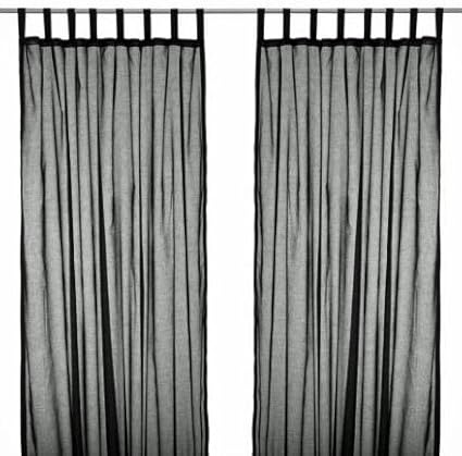Amazon Com Ikea Wilma Black Sheer Tab Top Curtains Pair Window