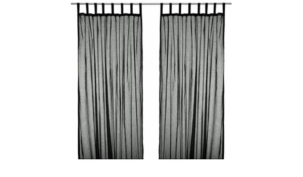 Amazon Com Ikea Wilma Black Sheer Tab Top Curtains Pair Window