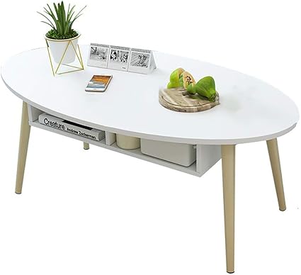 Saladplates Lxm Oval Coffee Table End Table Side Table With Drawer White Amazon Co Uk Kitchen Home