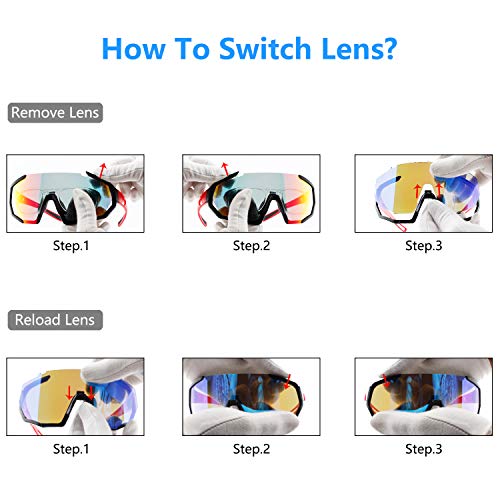 OULAIQI Sports Sunglasses Polarized Cycling Sunglasses for Man Woman with 3 Interchangeable Lens UV Protection for Cycling Fishing Running