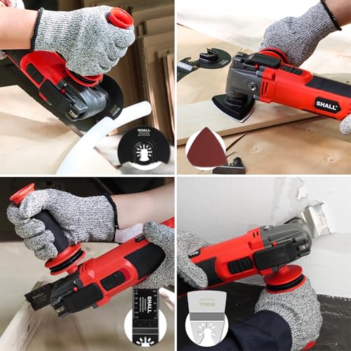 SHALL 102 Multitool Blades, Oscillating Accessory Kits for Multiple Tools, HCS and Bi-Metal Blades, Sanding Pad, Scraper, Storage Case Included