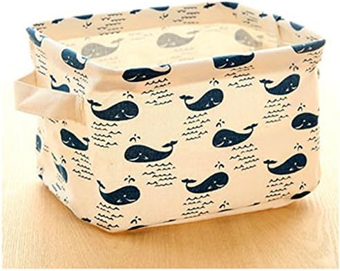 Fashion Creative Household Desktop Cotton Linen with Sundry Cloth Cosmetic Storage Basket Box (whale)
