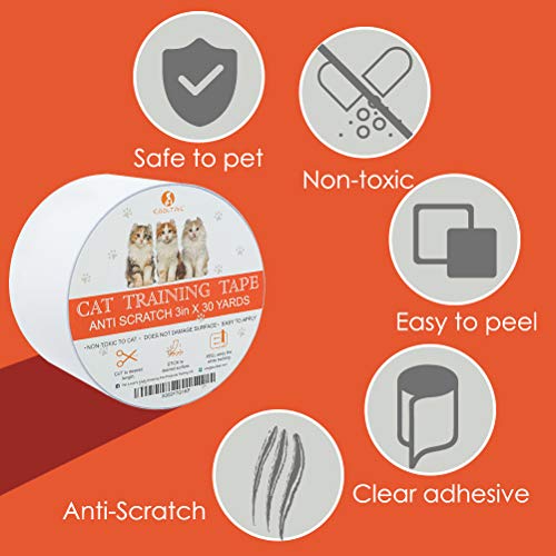 KOOLTAIL Cat Scratch Deterrent Tape 2 Rolls 3 inches x 30 Yards,Non