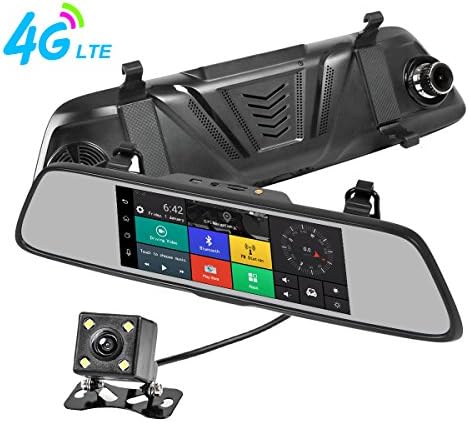 TekBow 4G Car DVR Dash Cam Dual Camera 7" Touch Wifi Android GPS Navigation HD 1080P Rearview Mirror Video Recorder 170 Degree Wide Angle with Night Vision, G-sensor, WDR, 32GB Micro SD Card Included