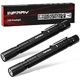 INFRAY LED Pen Flashlight, Pocket-Sized Penlight with CREE LED, 220 Lumens, Adjustable Focus, IPX5 Water-Resistant, Powered By 2AAA Battery (2PACK)