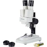 AmScope SE100-LED Portable Binocular Stereo Microscope, 20X Magnification | LED Ring Light