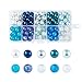 Pandahall Blue & White Color Transparent Crackle & Pearl Glass Bead Sets 10mm Round Loose Spacer Beads About 100pcs/box