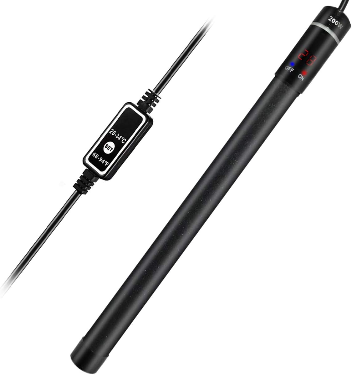 COODIA Titanium Alloy Aquarium Heater Digital Reading Dispaly with Out-of-Water Controller for Auquarium Tank, Corrosion-Resistant 200W
