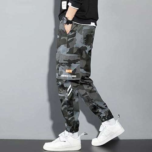 HSQIBAOER Black Cargo Pants Men Streetwear Casual Pants GN Camo