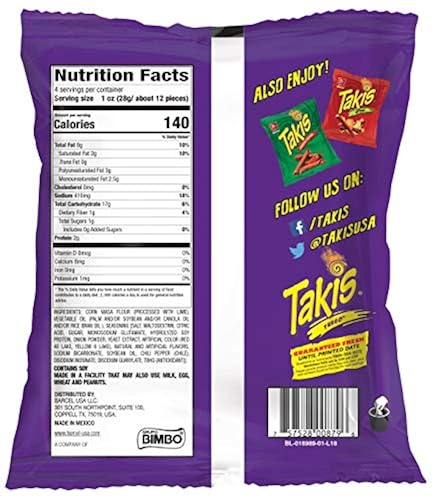 Takis Fuego Hot Chili Pepper & Lime Tortilla Chips, 4oz Bag ...
