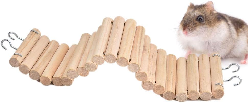 Pssopp Hamster Ladder Wooden Suspension Bridge Pet Hanging Ladder Steps Stairs Climbing Swing Flexible Climbing Ladder for Mice Gerbils Chinchillas Parrots - Image 4