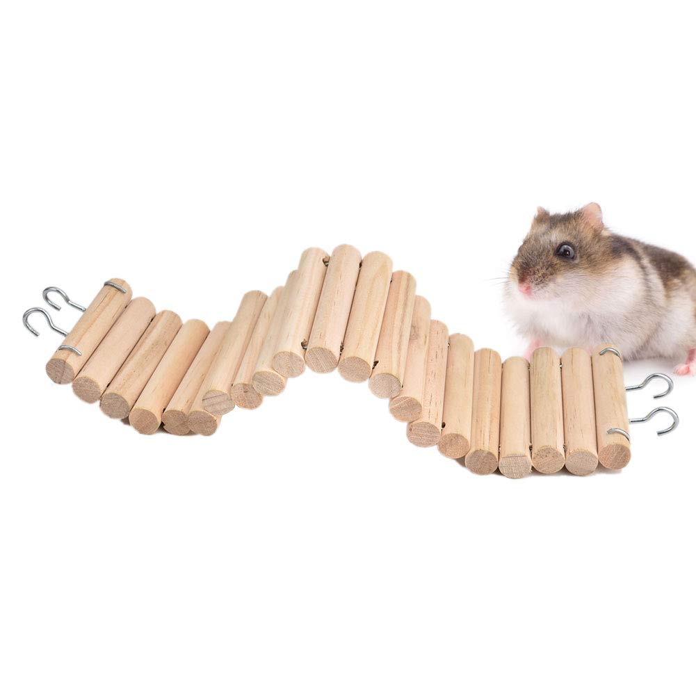 Pssopp Hamster Ladder Wooden Suspension Bridge Pet Hanging Ladder Steps Stairs Climbing Swing Flexible Climbing Ladder for Mice Gerbils Chinchillas Parrots