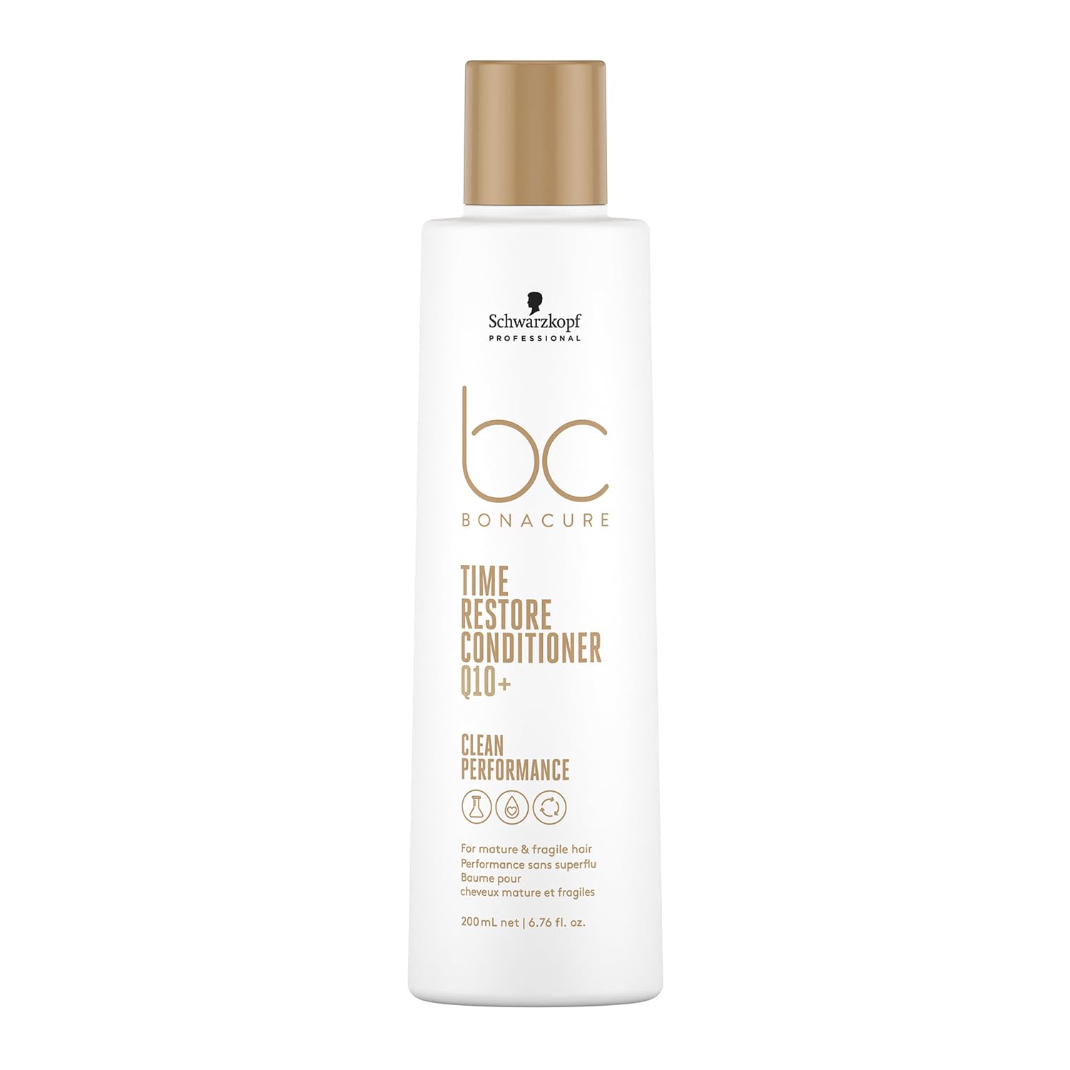 Schwarzkopf Professional Bonacure Time Restore Conditioner For Mature Hair Vegan Care Complex Q10+ Protection Against Visible Signs Of Aging Moisturised Hair Feeling Elasticity Detangling 200 ml