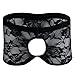 YiZYiF Men's Underwear Lace Open Front Trunks Boxer Briefs With Rose Flowers Pattern Black Medium