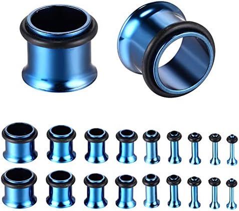 Xpircn 9pairs Stainless Steel Single Flared Plugs Kit Tunnels Earring Gauges Mixed Size 14G-00G
