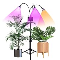 Floor Grow Lights with Stand,Full Spectrum Tri-Head 66 LEDs Plant Light for Indoor Plants,Timing 3/9/12H,Tripod Adjustable 15-47 inch