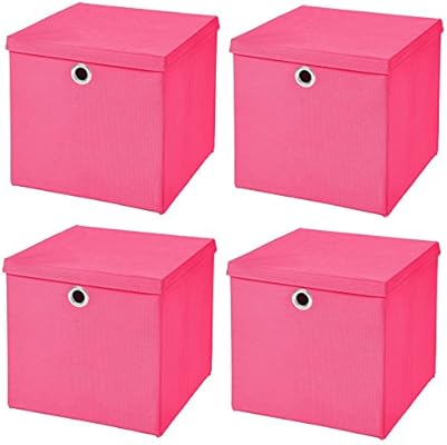 4 pieza Pink – Caja plegable (33 x 33 x 33 cm caja plegable con tapa: Amazon.es: Hogar