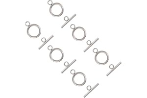 50 Sets 304 Stainless Steel Bar and Ring Toggle Clasps Jewelry Components End Connectors with 3mm Hole Stainless Steel Color 