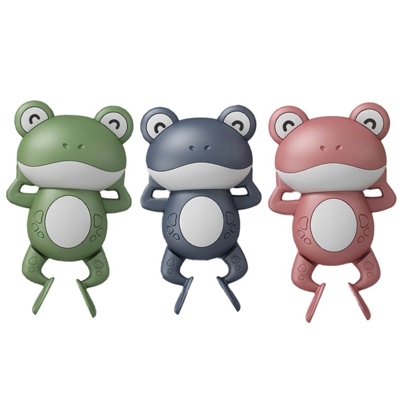 Abaodam 3pcs Wind-up Swimming Frog Baby Bath Toys for Toddlers, Lovely Floating Frog for children Clockwork Interactive Bath Time Shower Tub Toys Set for Boys and Girls Play