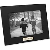 Isaac Jacobs 5x7 Wood Sentiments The Boys Picture Frame, Horizontal Keepsake Photo Frame with Easel and a Hanging Tabs for Tabletop, Desktop & Wall Display, (Black 7x5)