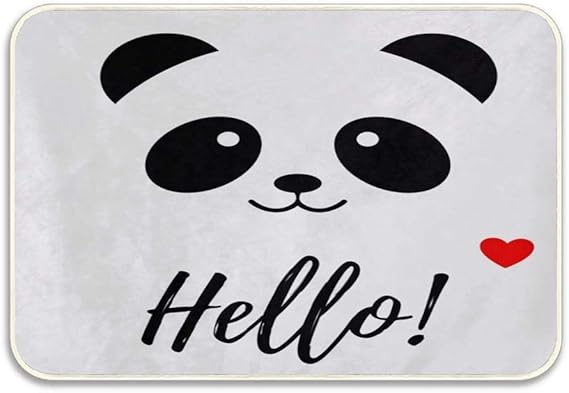 N / A Hello Panda Love Heart, Felpudo Blanco, Antideslizante, alfombras