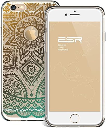 ESR Case Compatible for iPhone 6/6s, Pattern Design Slim Clear Case with Soft TPU Bumper+Hard PC Back Cover for 4.7" iPhone 6 / iPhone 6s_Gold Henna