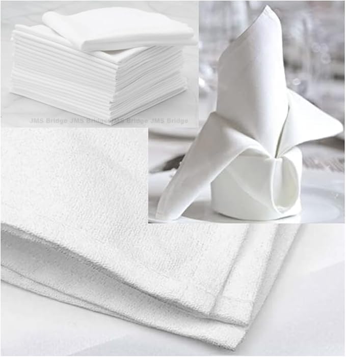 Cloth Napkins Cotton | White | Set of 4 | Large Size – 50 x 50 cm | Reusable Dinner Napkin, Hotel Quality Fabric for Home & Events. Ideal for Restaurant, Weddings and Parties | Heavy Weight Fabric