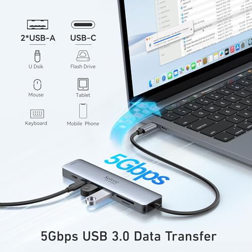 USB C Adapter, Selore USB C Hub HDMI 4K, USB 3.0 Ports, SD/TF Card Reading, 7-in-1 USB C Dock for MacBook Pro 2020 MacBook Air 2020 Huawei Matebook ChromeBook Pixel Tablet USB Type C