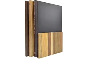 Book Style Cutting Boards Set of 3 with Stand, Decorative Space Saving Wooden Chopping Boards for Kitchen, Non-Slip & Anti-Mo