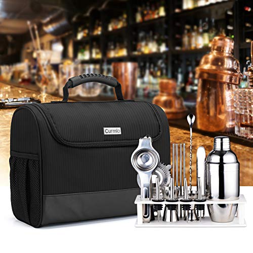 CURMIO Bartender Kit Bag, Portable Travel Carrying Bag with Rubber