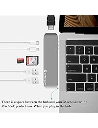 Adaptador USB C HUB, SHINEVI USB C de aluminio Thunderbolt 3 USB tipo C para MacBook Pro 2016 2017, adaptador HUB Dongle con HDMI. 40Gbps TB3, salida de vídeo HDMI 4K, USB C, lector de tarjetas microSD SD, 2 x USB 3.0